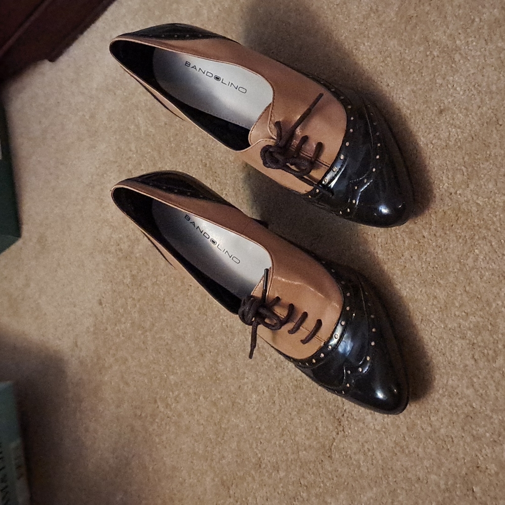 Bandolino, brown and tan heels, 8 1/2